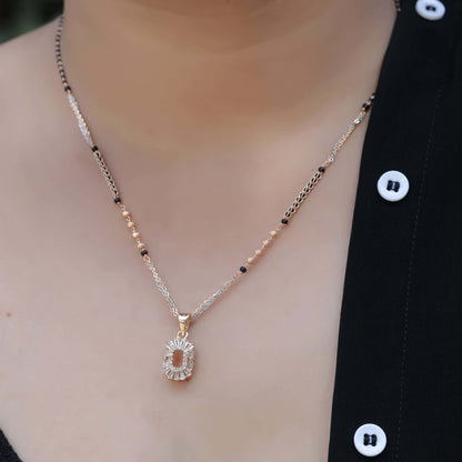 BUY 1 GET 1 FREE -American Diamond Rose Gold Plated Delicate Fancy Mangalsutra - Mangalsutra - Belleza Jewels