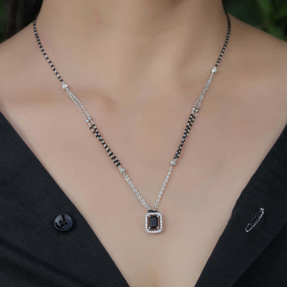 BUY 1 GET 1 FREE - American Diamond Silver Plated Delicate Fancy Mangalsutra - Mangalsutra - Belleza Jewels