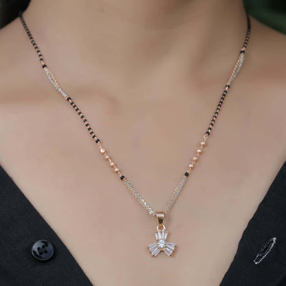 BUY 1 GET 1 FREE - American Diamond Rose Gold Plated Delicate Fancy Mangalsutra - Mangalsutra - Belleza Jewels