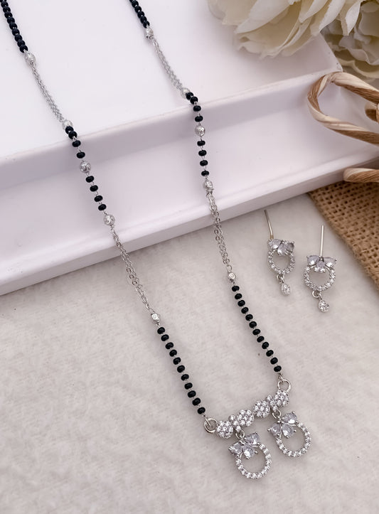 American Diamond Two Pendant Fancy Mangalsutra Belleza Jewels