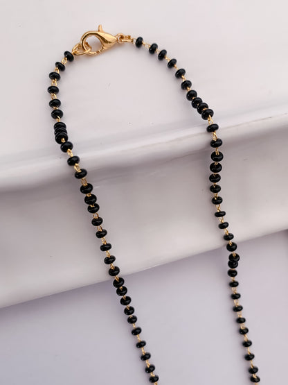 Buy 1 Get 1 Free - Butterfly Tassel Drop Mangalsutra | Dual Chain Black Beads CZ Pendant - Mangalsutra - Belleza Jewels