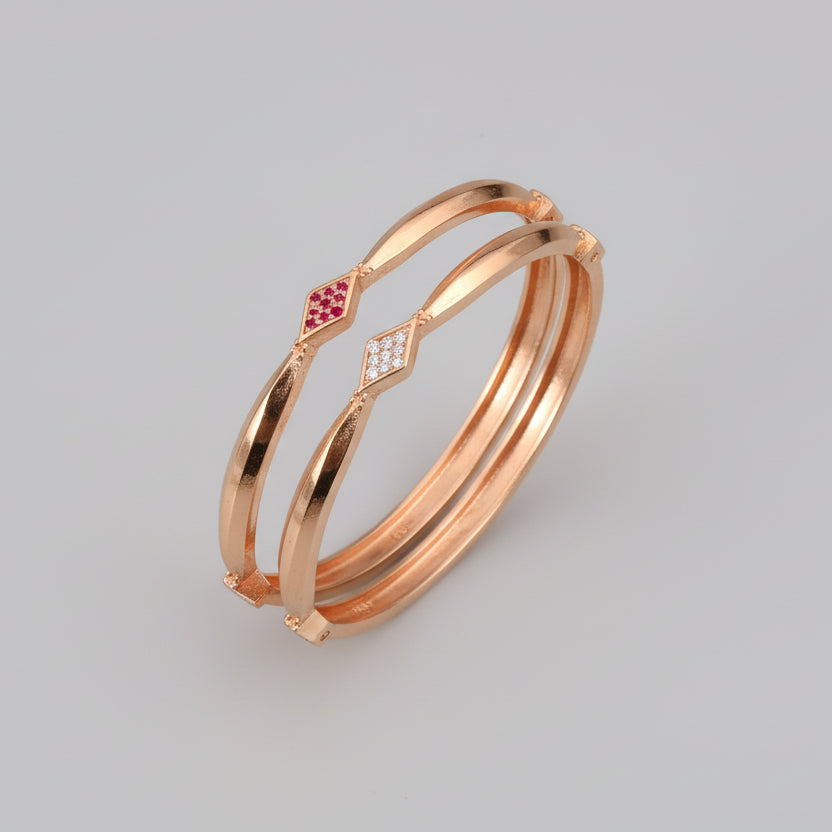Fancy High Gold Delicate Bangles (Set of 2) - Bangles - Belleza Jewels