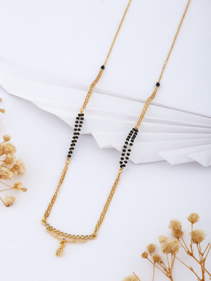 BUY 1 GET 1 FREE - American Diamond High Gold Plated Delicate Fancy Mangalsutra - Mangalsutra - Belleza Jewels