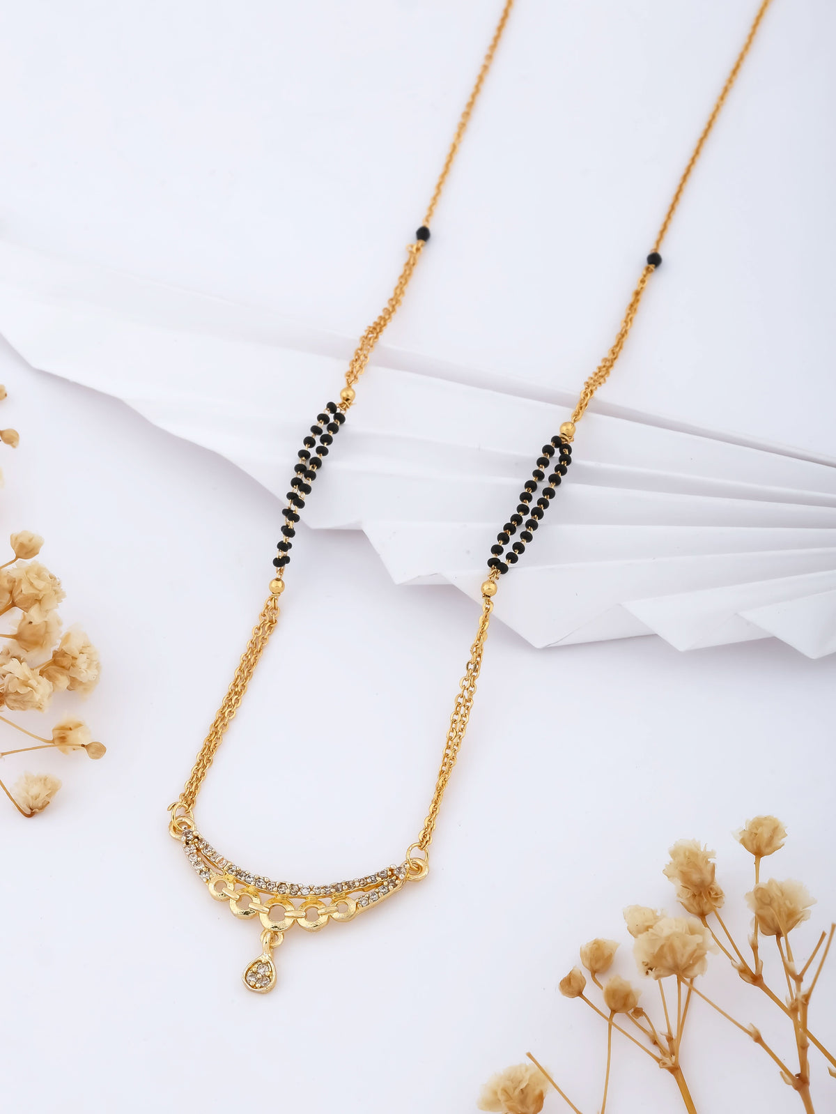 BUY 1 GET 1 FREE - American Diamond Gold Plated Delicate Fancy Mangalsutra - Mangalsutra - Belleza Jewels