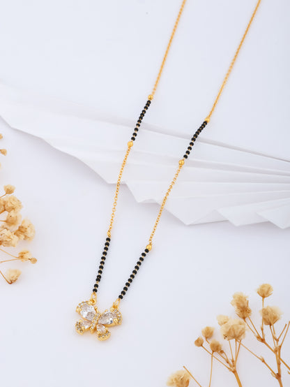 BUY 1 GET 1 FREE - American Diamond Gold Butterfly Shape Delicate Fancy Mangalsutra - Mangalsutra - Belleza Jewels