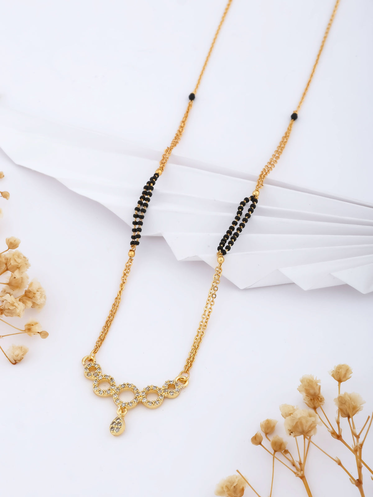 BUY 1 GET 1 FREE - American Diamond High Gold Plated Delicate Fancy Mangalsutra - Mangalsutra - Belleza Jewels
