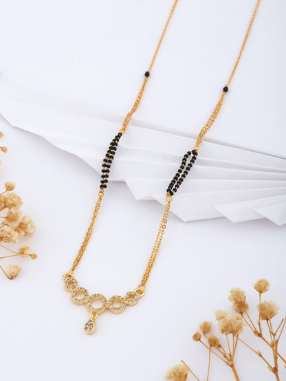 BUY 1 GET 1 FREE - American Diamond High Gold Plated Delicate Fancy Mangalsutra - Mangalsutra - Belleza Jewels