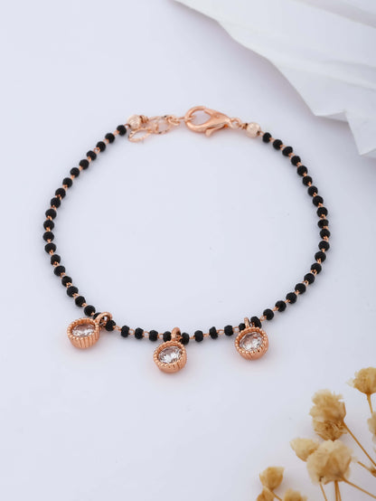 Rose Gold Plated Delicate Fancy Hand Mangalsutra - Hand Mangalsutra - Belleza Jewels