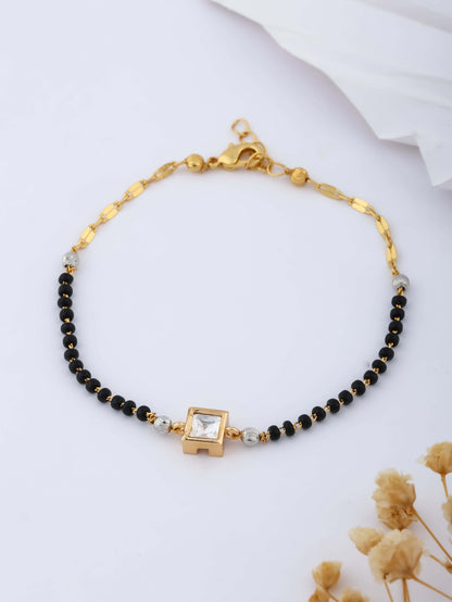 Fancy High Gold Plated Square Shape Hand Mangalsutra - Hand Mangalsutra - Belleza Jewels