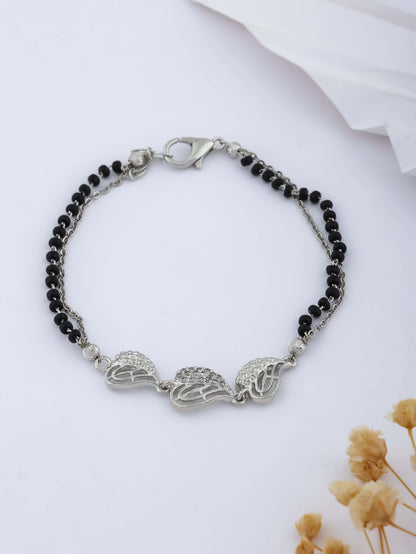 American Diamond Silver Plated Fancy Delicate Hand Mangalsutra - Hand Mangalsutra - Belleza Jewels