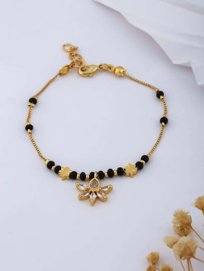 Fancy Gold Plated Delicate Hand Mangalsutra - Hand Mangalsutra - Belleza Jewels