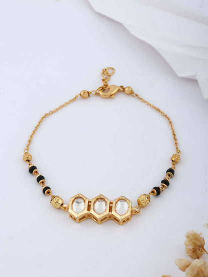 Fancy Gold Plated Delicate Hand Mangalsutra - Hand Mangalsutra - Belleza Jewels