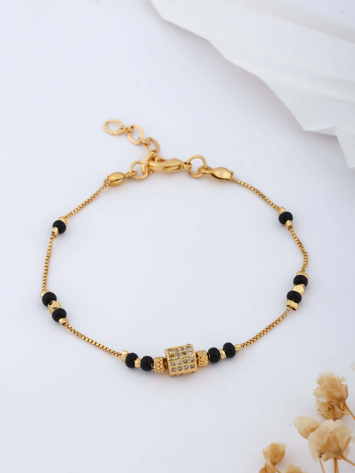 American Diamond Gold Plated Fancy Hand Mangalsutra - Hand Mangalsutra - Belleza Jewels