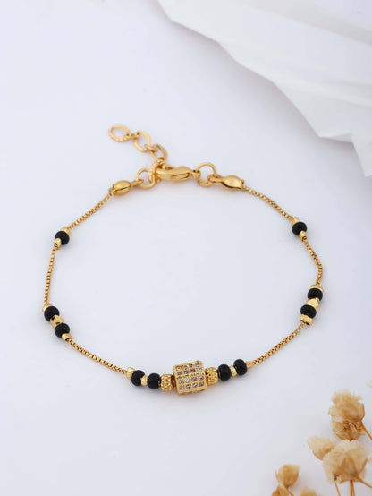 American Diamond Gold Plated Fancy Hand Mangalsutra - Hand Mangalsutra - Belleza Jewels