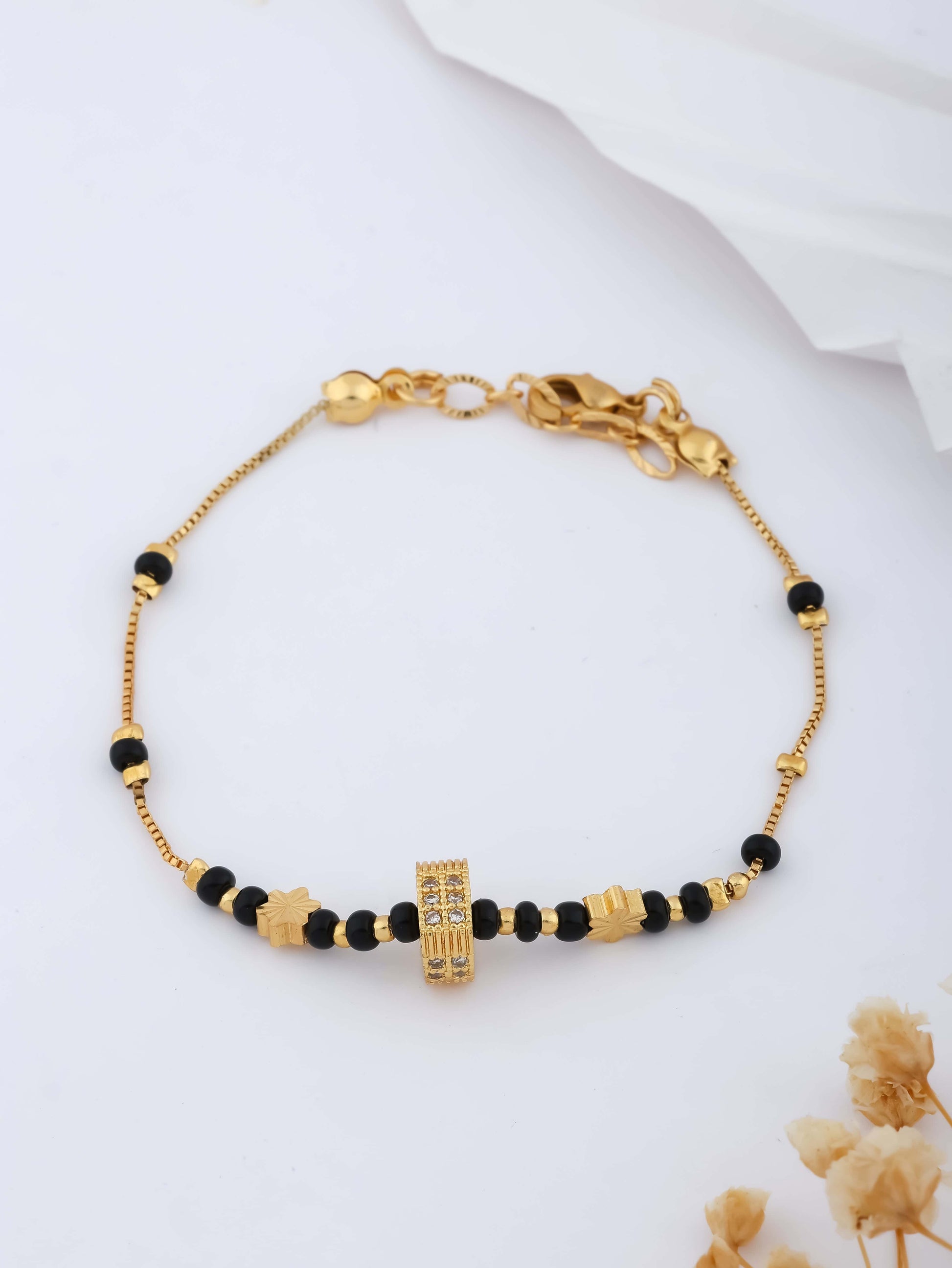American Diamond Gold Fancy Hand Mangalsutra - Hand Mangalsutra - Belleza Jewels