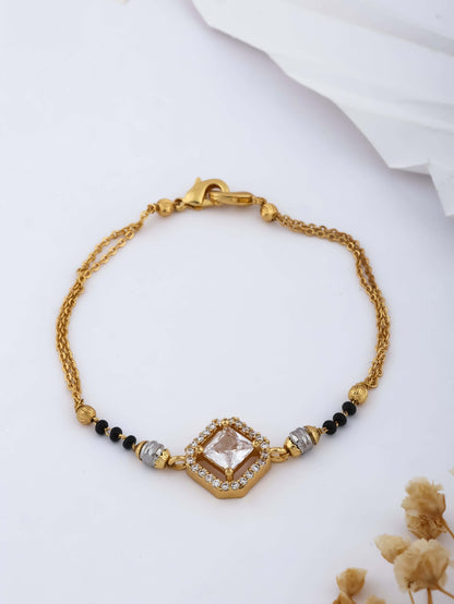 American Diamond High Gold Plated Facy Hand Mangalsutra - Hand Mangalsutra - Belleza Jewels