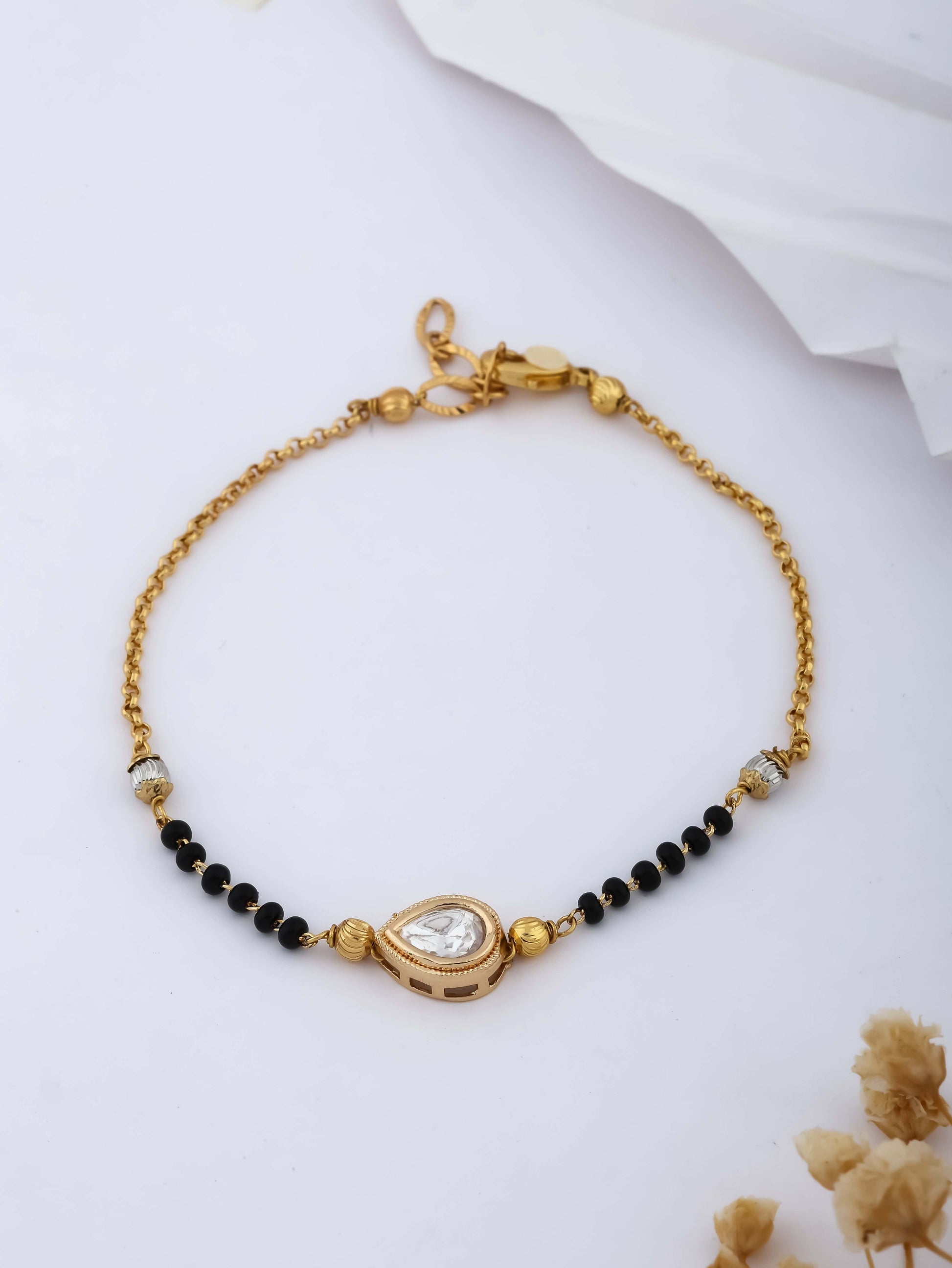 Fancy High Gold Plated Ovel Delicate Hand Mangalsutra - Hand Mangalsutra - Belleza Jewels