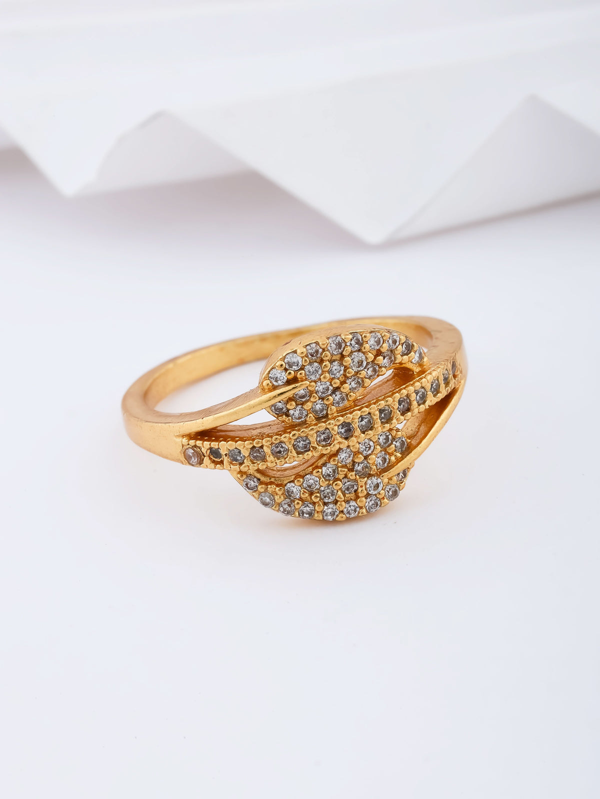 American Diamond Hight Gold Plated Delicate Fancy Ring - finger ring - Belleza Jewels