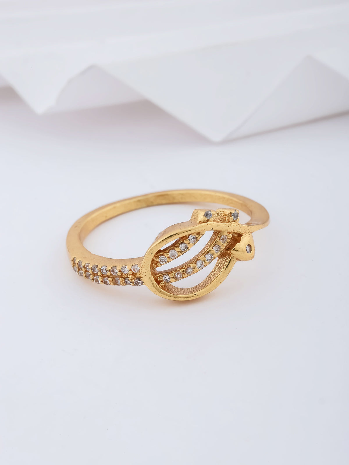 American Diamond Gold Plated Delicate Fancy Ring - finger ring - Belleza Jewels