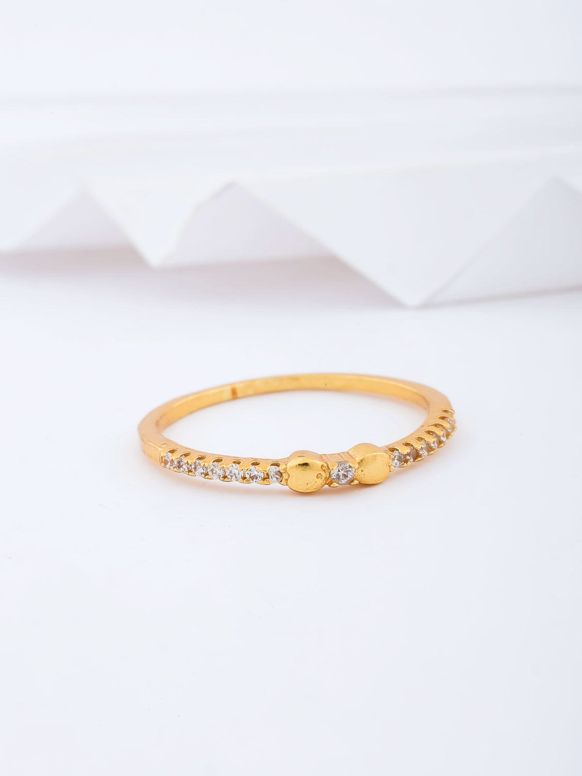 American Diamond Gold Delicate Fancy Ring - finger ring - Belleza Jewels