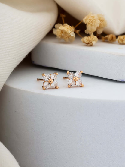 BUY 1 GET 1 FREE -American Diamond rose gold fancy Earrings . - Earrings - Belleza Jewels
