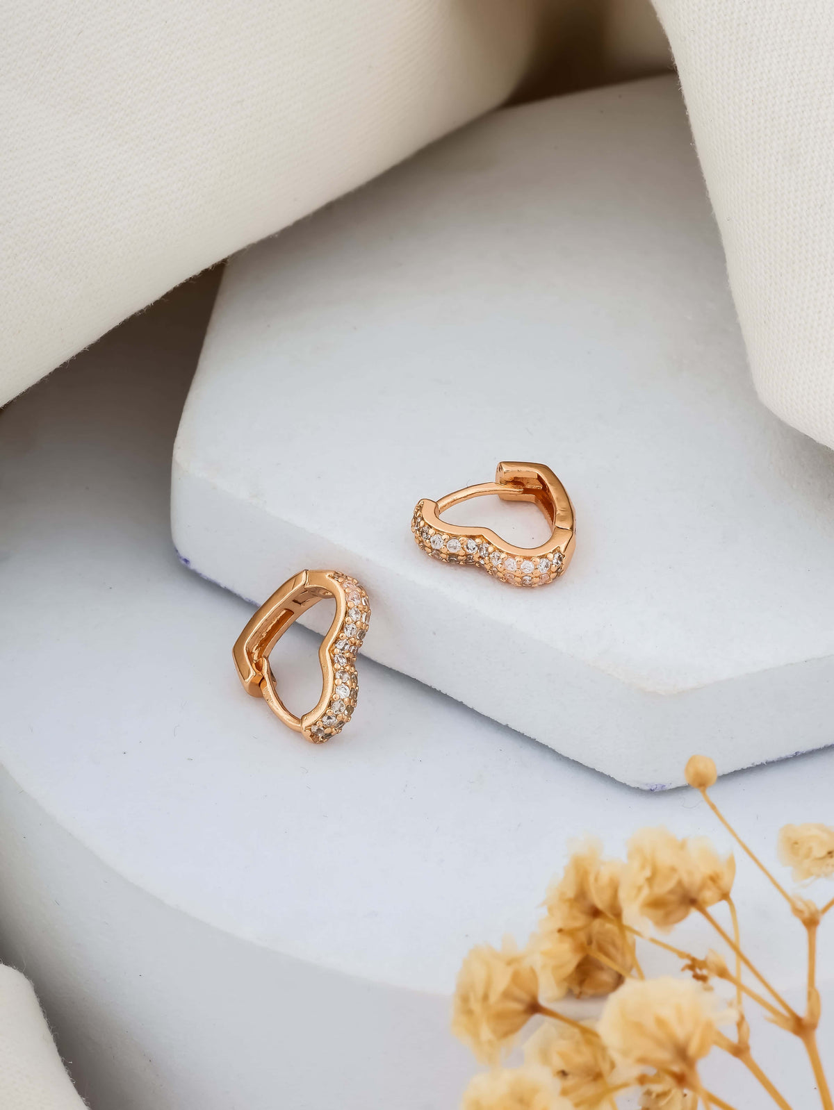 BUY 1 GET 1 FREE -American Diamond Rose Gold Plated Fancy Bali Earrings - BALI - Belleza Jewels