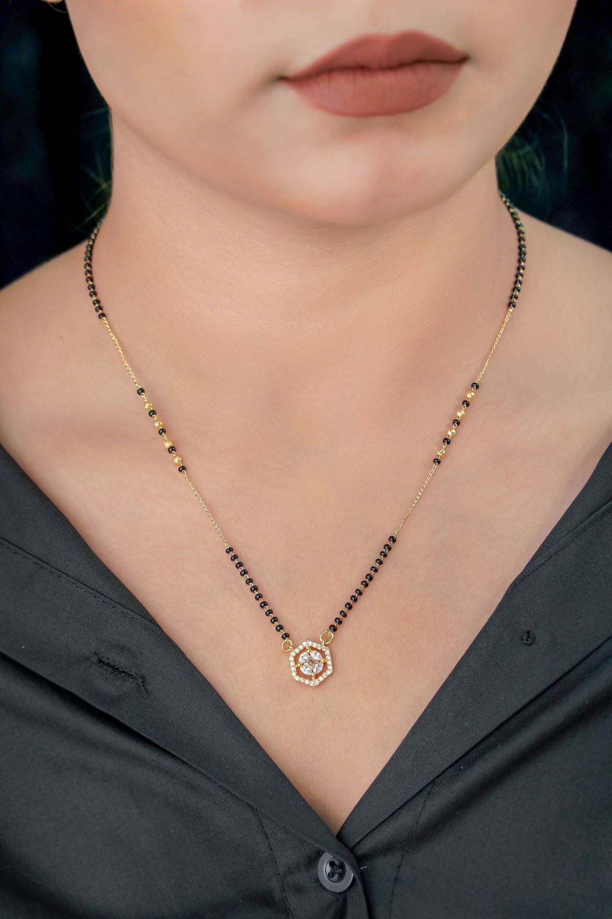 Buy 1 Get 1 Free - American Diamond Gold Plated Fancy Delicate Mangalsutra - Mangalsutra - Belleza Jewels