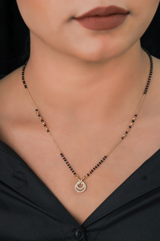 BUY 1 GET 1 FREE- American Diamond High Gold Fancy Round Delicate Mangalsutra