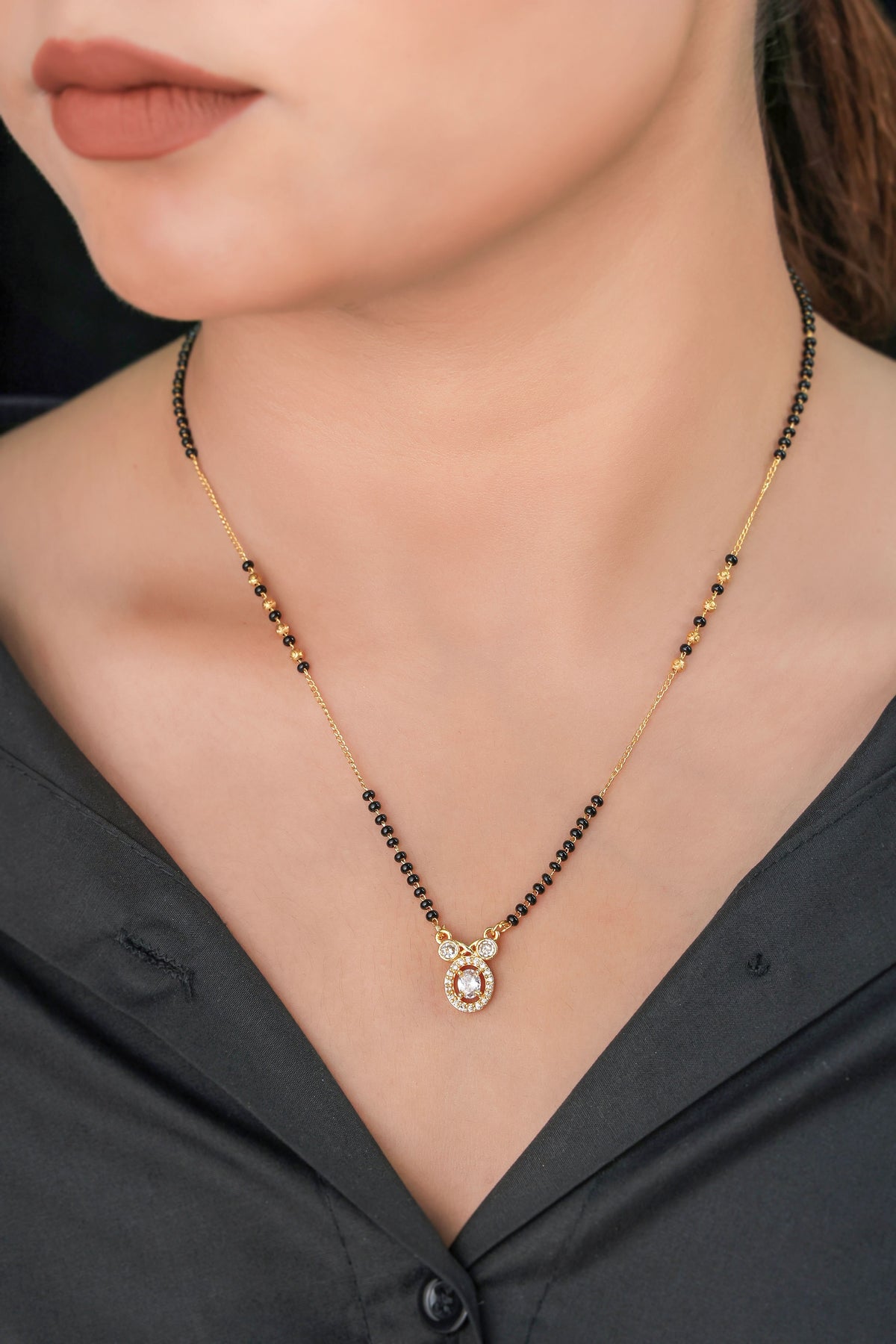 Buy 1 Get 1 Free - American Diamond High Gold Plated Fancy Delicate Mangalsutra - Mangalsutra - Belleza Jewels