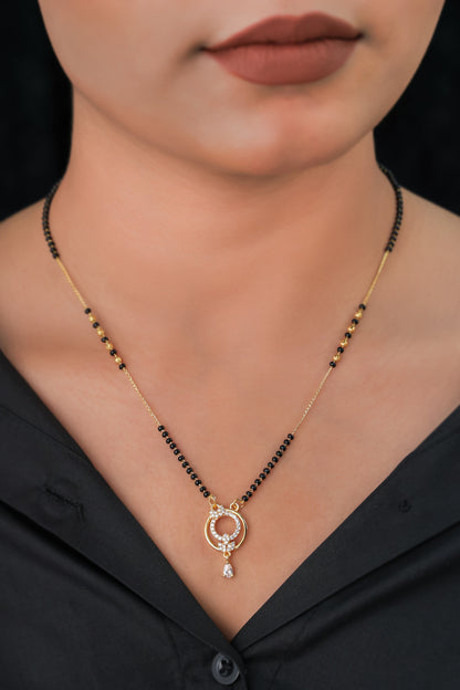 BUY 1 GET 1 FREE- American Diamond High Gold Plated Fancy Hanging Mangalsutra