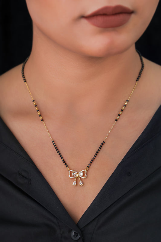 BUY 1 GET 1 FREE- American Diamond High Gold Plated Fancy Chain Mangalsutra