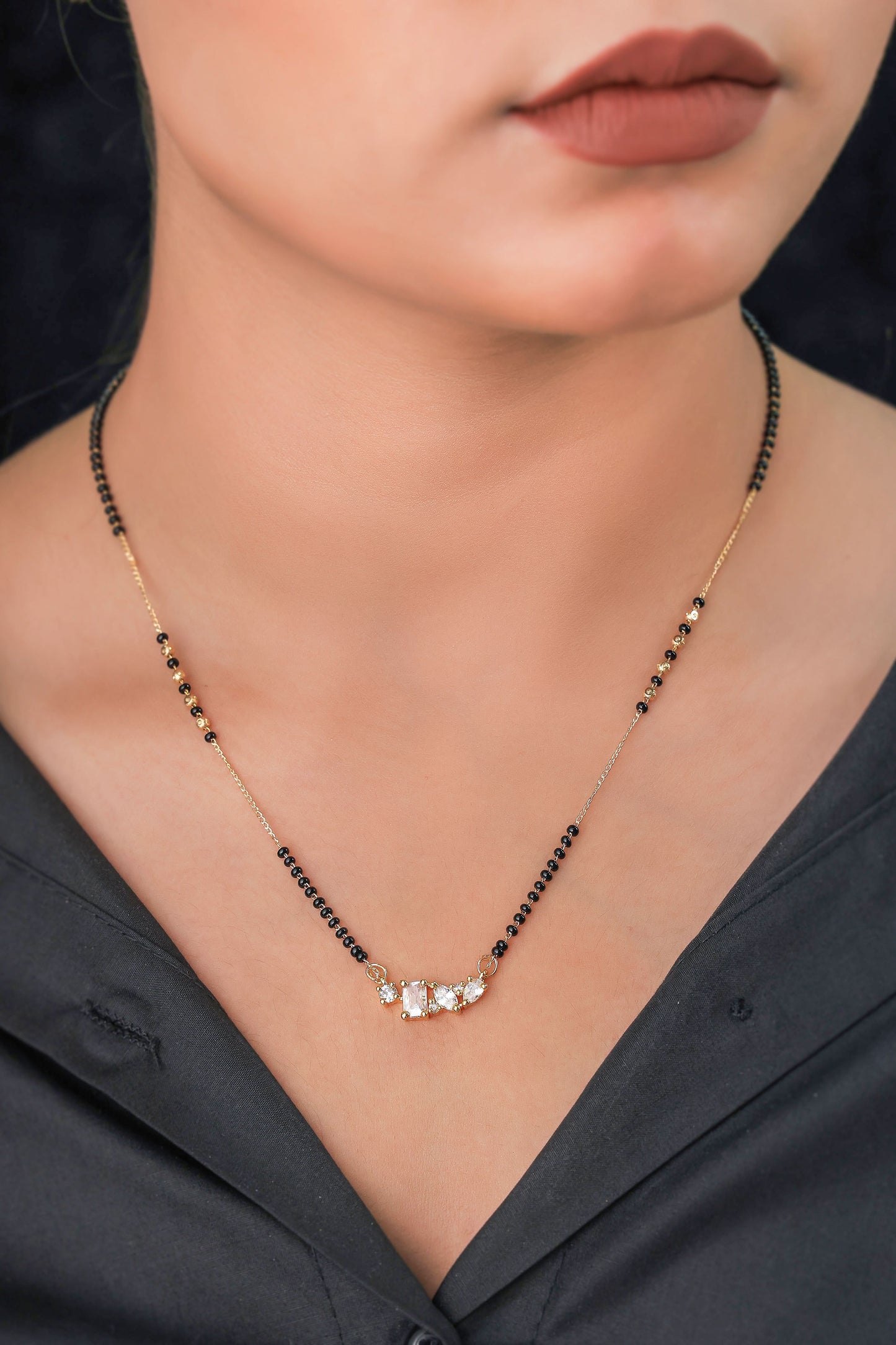 Buy 1 Get 1 Free - American Diamond High Gold Plated Fancy Delicate Mangalsutra