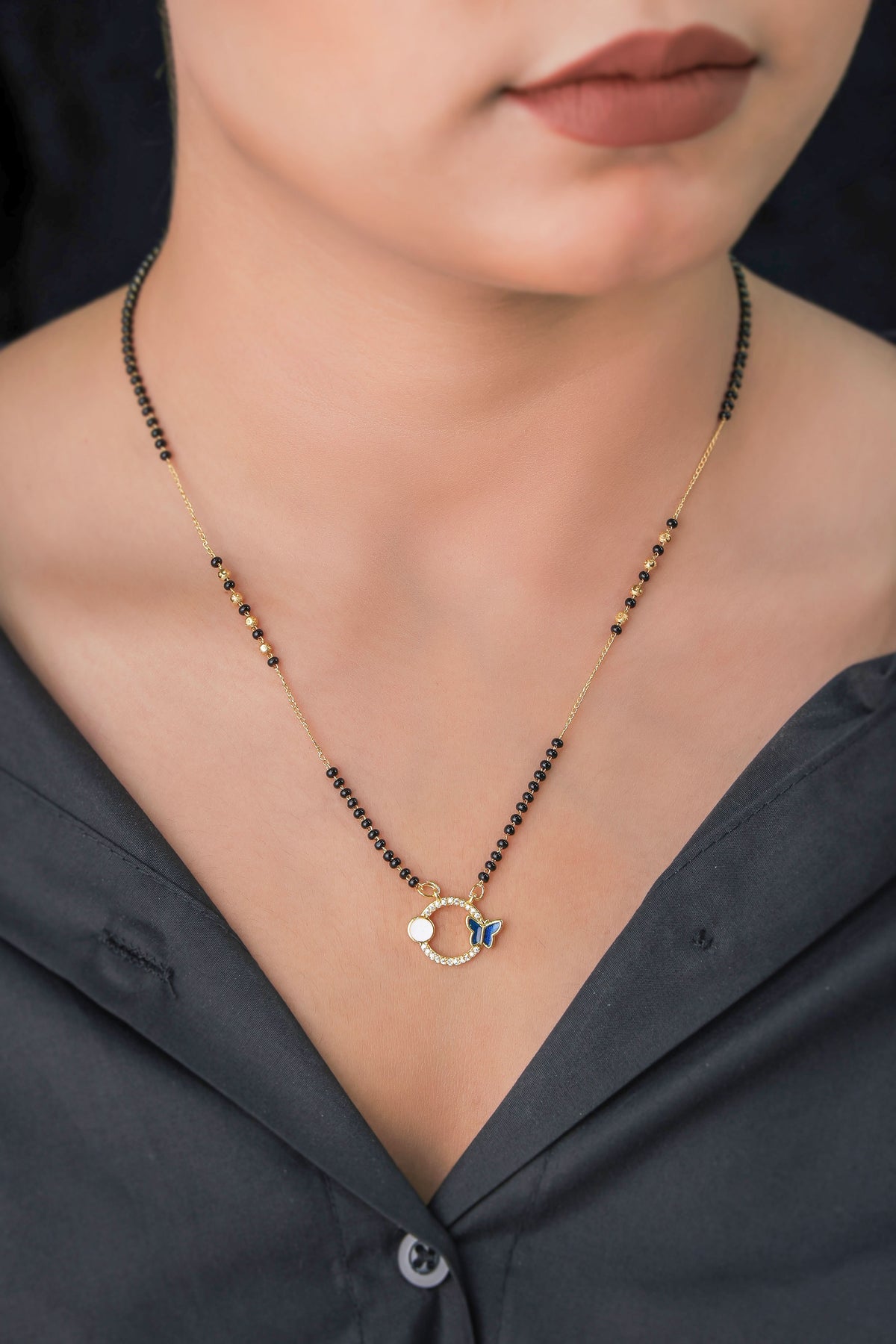 Buy 1 Get 1 Free - American Diamond High Gold Plated Fancy Delicate Mangalsutra - Mangalsutra - Belleza Jewels
