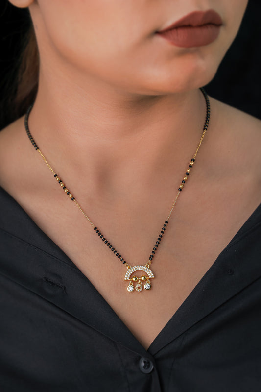 BUY 1 GET 1 FREE- American Diamond High Gold Plated Hanging Delicate Mangalsutra