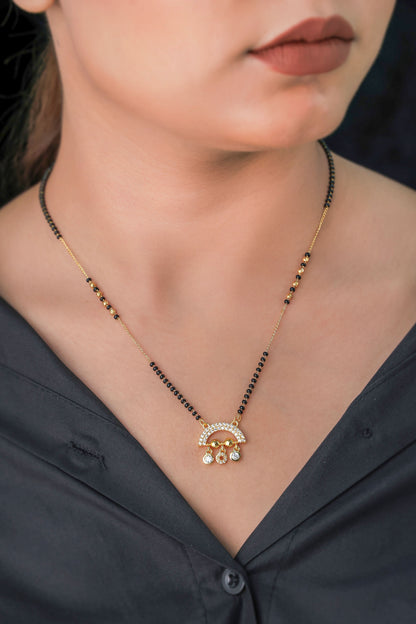 Buy 1 Get 1 Free - American Diamond High Gold Plated Hanging Delicate Mangalsutra