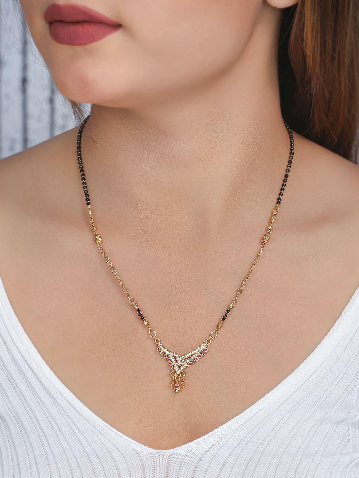 Buy 1 Get 1 Free - American Diamond Gold Plated Mangalsutra