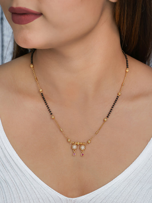 BUY 1 GET 1 FREE- American Diamond Gold Plated Fancy Mangalsutra