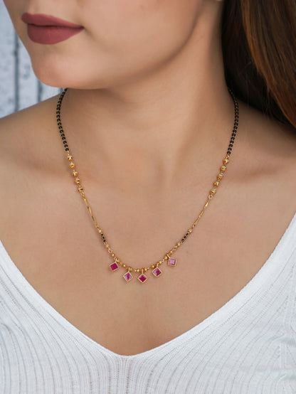 BUY 1 GET 1 FREE- American Diamond Gold Plated Hanging Fancy Mangalsutra