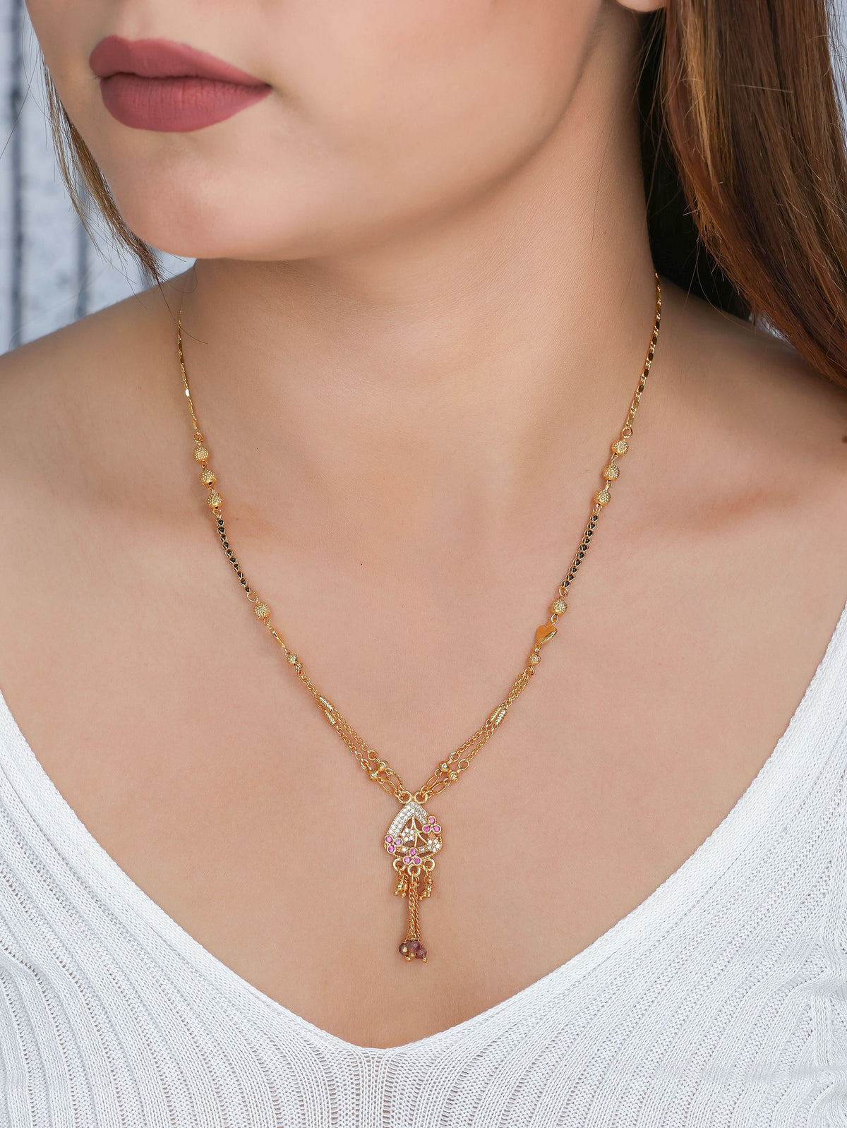 Buy 1 Get 1 Free - Royal Ruby Charm Mangalsutra - Mangalsutra - Belleza Jewels
