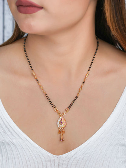 Buy 1 Get 1 Free - American Diamond Gold Plated Fancy Delicate Mangalsutra