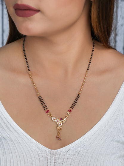 BUY 1 GET 1 FREE- American Diamond High Gold Plated Fancy Delicate Mangalsutra