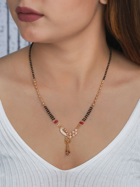 BUY 1 GET 1 FREE- American Diamond High Gold Plated Fancy Delicate Mangalsutra