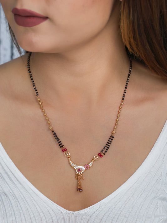 BUY 1 GET 1 FREE- American Diamond Gold Plated Delicate Mangalsutra
