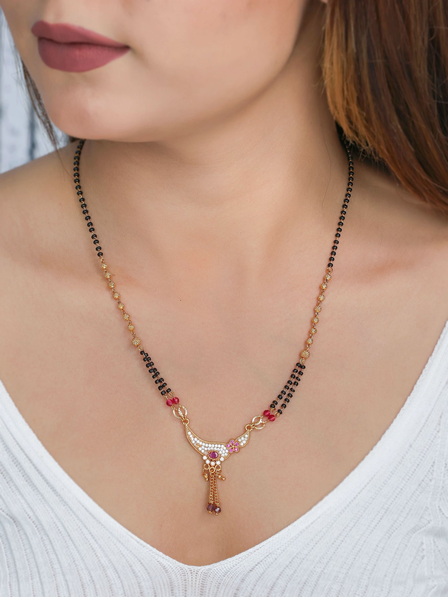 Buy 1 Get 1 Free - American Diamond Gold Plated Delicate Mangalsutra