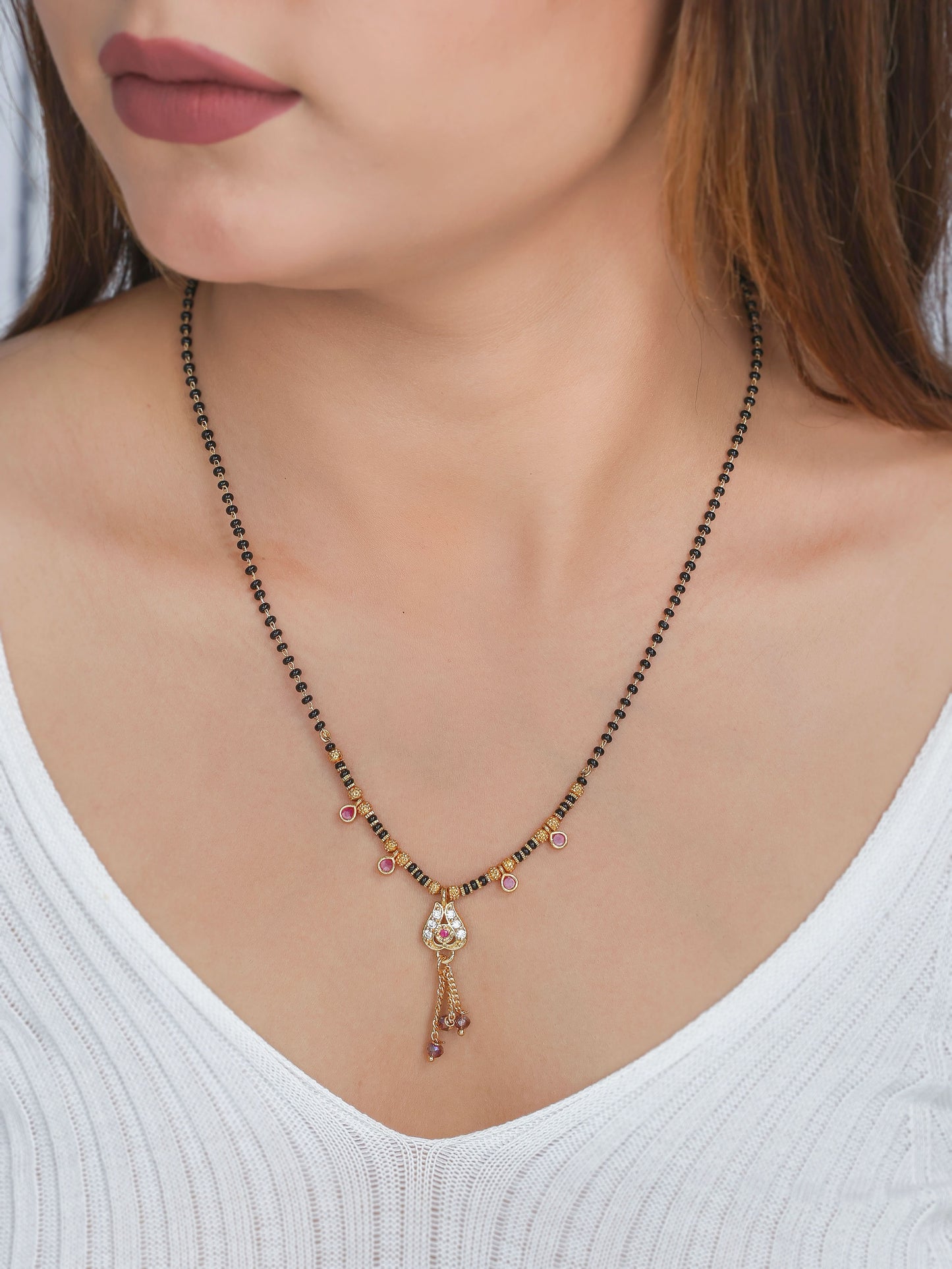 Buy 1 Get 1 Free - American Diamond High Gold Plated Fancy Delicate Mangalsutra