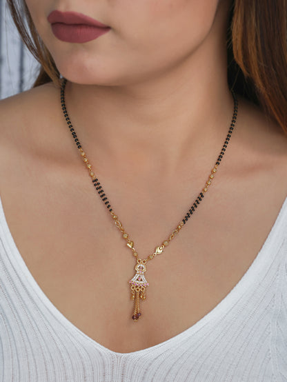 BUY 1 GET 1 FREE- American Diamond High Gold Plated Fancy Hanging Mangalsutra