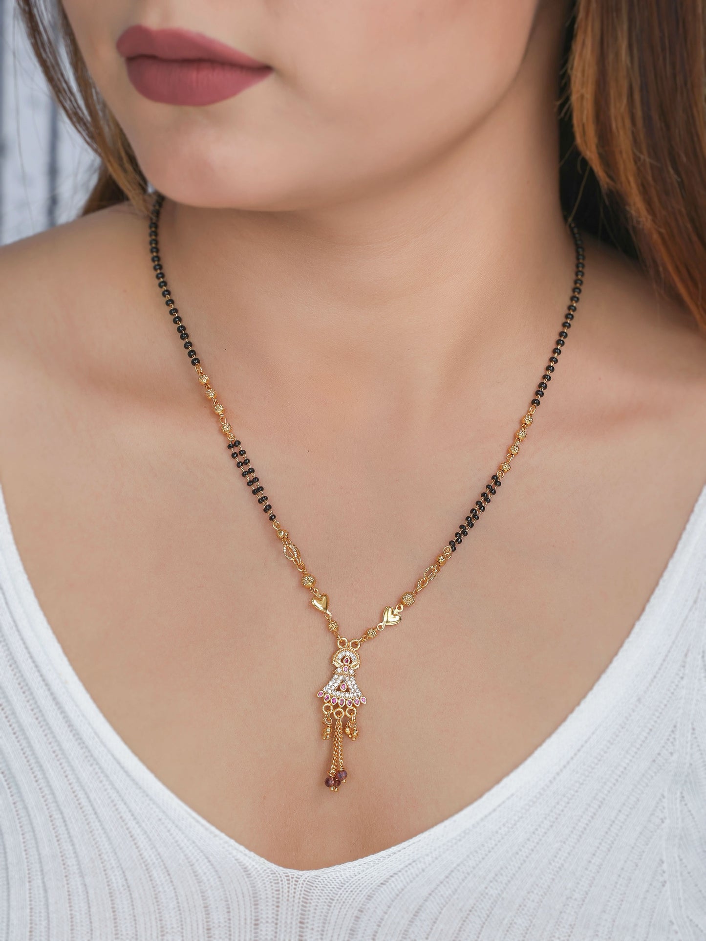 Buy 1 Get 1 Free - American Diamond High Gold Plated Fancy Delicate Mangalsutra