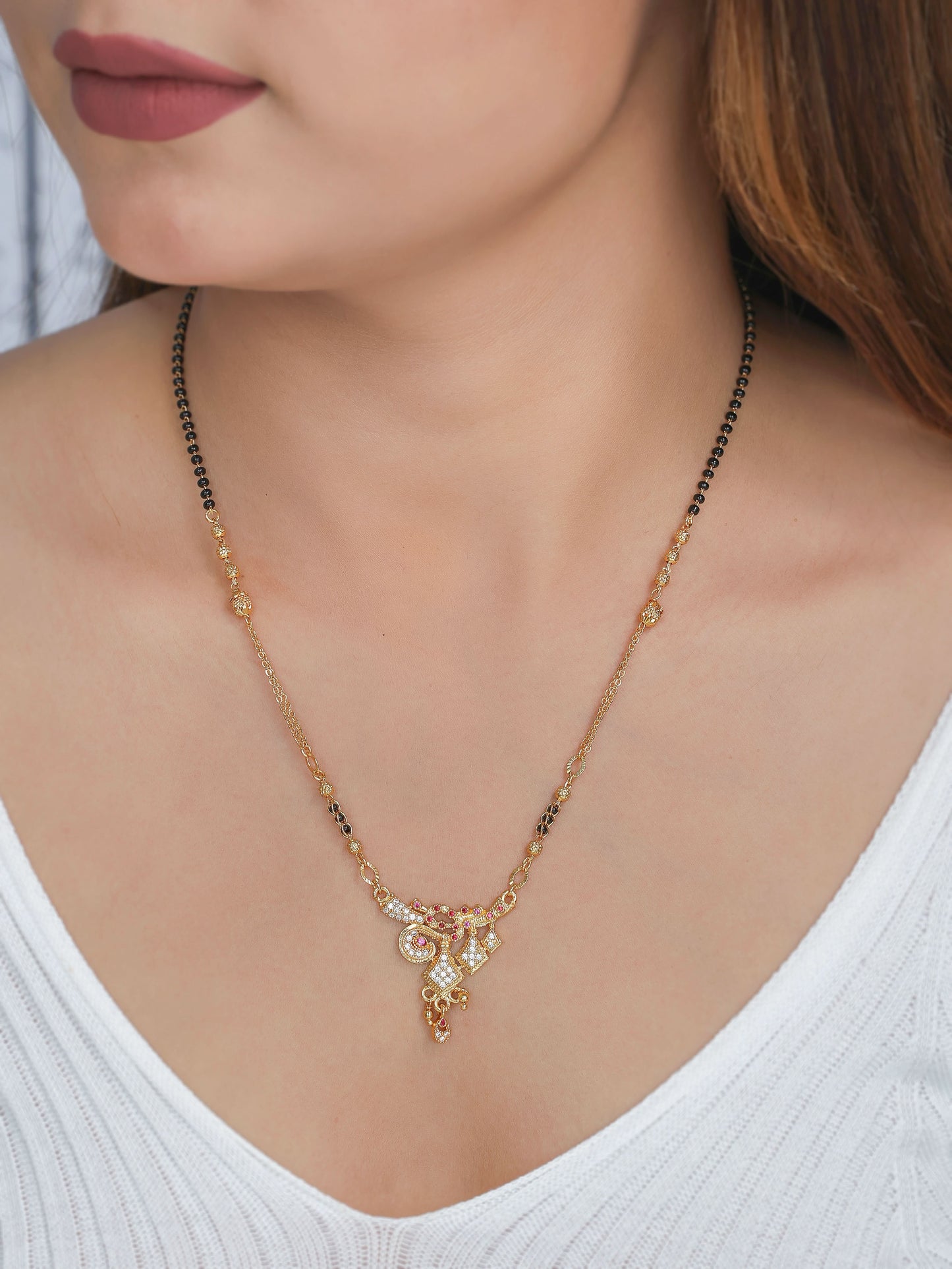 Buy 1 Get 1 Free - American Diamond Gold Plated Fancy Delicate Mangalsutra