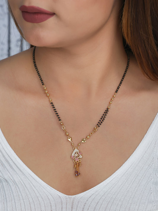 BUY 1 GET 1 FREE- American Diamond High Gold Plated Fancy Hangimg Mangalsutra