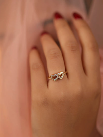 American Diamond high gold heart shape fancy delicated Ring